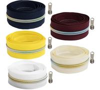 AERZETIX - Kit de Cremallera espiral 5x1 m N°5 - color crudo blanco amarillo azul oscuro burdeos + 15 cursores N°5 no bloqueable de metal - mercería costura
