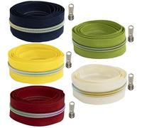 AERZETIX - Kit de Cremallera espiral 5x1 m N°5 - color crudo rojo frambuesa amarillo limón lima azul oscuro + 15 cursores N°5 no bloqueable de metal - mercería costura
