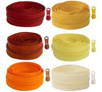 AERZETIX - Kit de Cremallera espiral 6x1 m N°5 - tono amarillo-rojo + 18 cursores N°5 no bloqueable de metal - confección mercería costura