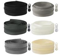 AERZETIX - Kit de Cremallera espiral 6x1 m N°5 - tono gris + 18 cursores N°5 no bloqueable de metal - confección mercería costura