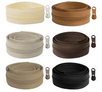 AERZETIX - Kit de Cremallera espiral 6x1 m N°5 - tono marrón + 18 cursores N°5 no bloqueable de metal - confección mercería costura