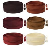 AERZETIX - Kit de Cremallera espiral 6x1 m N°5 - tono rojo + 18 cursores N°5 no bloqueable de metal - confección mercería costura