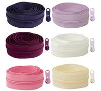 AERZETIX - Kit de Cremallera espiral 6x1 m N°5 - tono rosa-violeta + 18 cursores N°5 no bloqueable de metal - confección mercería costura