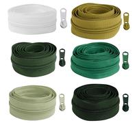 AERZETIX - Kit de Cremallera espiral 6x1 m N°5 - tono verde + 18 cursores N°5 no bloqueable de metal - confección mercería costura
