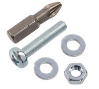AERZETIX Kit de fijación M4x20 mm / 50 tornillos para metal / 50 tuercas hexagonales / 100 arandelas planas / 1 punta 1/4 PZ2