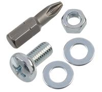AERZETIX Kit de fijación M5x10 mm / 50 tornillos para metal / 50 tuercas hexagonales / 100 arandelas planas / 1 punta 1/4 PZ2