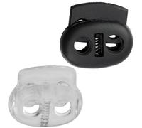 AERZETIX - Lote de 12 cierres para cordón - ovalados - con resorte - 2 agujeros - color negro 23 mm y transparente 24 mm - aberturas 5 mm - de plástico - ajuste de cordones accesorios para ropa