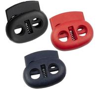 AERZETIX - Lote de 12 cierres para cordón - ovalados - con resorte - 2 agujeros - de 23 mm - color negro rojo azul oscuro - aberturas 5 mm - de plástico - ajuste de cordones accesorios de vestir