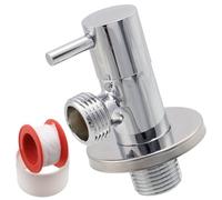 AERZETIX - Válvula de Parada en Ángulo 1/2"x1/2" con Roseta y Junta PTFE - Latón con Revestimiento Niquelado - Grifo de Agua Potable Sanitario para Lavabo Baño Cocina - C74943