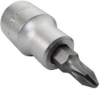 AERZETIX - Vaso con punta destornillador 1/2 - para tornillos Cruciforme Phillips - Monobloque PH2x55mm - Inserto para llave/trinquete manual/neumático - en acero CR-V - Color plata - C45083