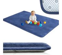 AESEMYYZ 2 cm Grosor Alfombra Infantil Suelo para Bebes Suave Esterilla Bebe Gateo para Habitación del Niño o la Niña Azul Oscuro Alfombra de Terciopelo Coral para Niños, Recién Nacido