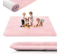 AESEMYYZ 3 cm Grosor Alfombra Infantil Suelo para Bebes Suave Esterilla Bebe Gateo para Habitación del Niño o la Niña Rosa Alfombra de Terciopelo Coral para Niños