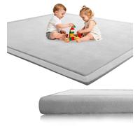 AESEMYYZ Alfombra Bebe Acolchada, 2cm Alfombra Bebe Gruesa Antideslizante, Tapete Bebes 120 x 220 cm Tapete Actividades de Interior, Alfombras Juegos Bebes, Recién Nacido, Gris