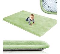 AESEMYYZ Alfombra Infantil de Terciopelo Coral, Alfombra para Habitación de Los Niños 2 cm Grosor, Suave Esterilla Bebe Gateo para Habitación del Niño o la Niña, Recién Nacido Verde Claro