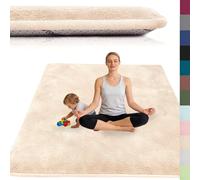 AESEMYYZ Alfombra Infantil de Terciopelo Coral, Alfombra para Habitación de Los Niños 2 cm Grosor, Suave Esterilla Bebe Gateo para Habitación del Niño o la Niña, Alfombra Gateo Infantil Beige