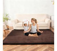 AESEMYYZ Alfombra Infantil de Terciopelo Coral, Alfombra para Habitación de Los Niños 3 cm Grosor, Suave Esterilla Bebe Gateo para Habitación del Niño o la Niña, Alfombra Gateo Infantil Café