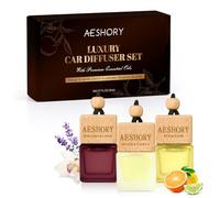 AESHORY Ambientador Coche Flores 3 X 8ml, Aceites Esenciales Naturales Colgante con Absorbe Olores, Regalo para Hombre y Mujer - Naranja & Vainilla, Limón & Lavanda, Bergamota & Cedro