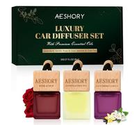 AESHORY Ambientador Coche Flores 3 X 8ml, Aceites Esenciales Naturales Colgante para Automóvil, Ambientadores Coche con Absorbe Olores - Lavanda & Vainilla, Rosa & Oud, Jazmín & Té Verde