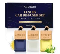 AESHORY Ambientador Coche Océano 3 X 8ml, Aceites Esenciales Naturales Colgante para Automóvil, Ambientadores Coche con Absorbe Olores, Regalo para Hombre y Mujer - Océano, brisa marina, sol & arena