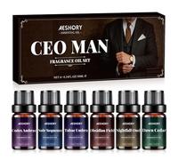AESHORY CEO Man Aceites Esenciales Aromaterapia para Humidificador 6 x 10ML, Aceite de Fragancia para Hombres - Dawn Cedar, Nightfall Oud, Obsidian Field, Tabac Umbra, Noir Sequence, Codex Ambrae