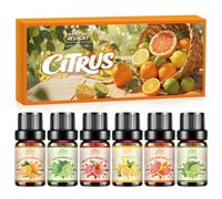 AESHORY Cítricos Aceites Esenciales para Humidificador 6 x 10ML, Aceite Aromático Afrutado Natural, Aceites Fragancia de Aromaterapia - Naranja Amarga, Bergamota, Pomelo, Limón, Naranja Sanguina, Lima