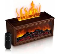 AESHORY Difusor de Aceite Esencial 280ML, Difusor de Aromas para Chimenea con 7 Colores de Luces LED e Control Remoto, Apagado Automático, Humidificador Estilo Llama para Hogar, Oficina, Yoga - Marrón