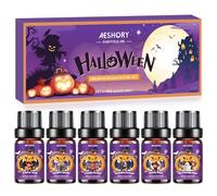 AESHORY Halloween Aceites Esenciales para Humidificador 6 x 10ML, Juego de Aceite Esencial Ambiente Cálido para Difusor, Fragancia Aromaterapia, Hacer Velas, Aromas Casa