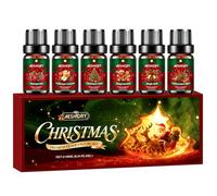 AESHORY Navidad Aceites Esenciales 6 x 10ML, Set de Aceites Aromáticos para Difusor, Humidificador, Velas Aromáticas, Jabón DIY - Pan de Jengibre, Jingle Bell, Bayas de Noel, Árbol de Navidad
