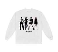 aespa Official SYNK Parallel Line World Tour Merch Collection White Portrait Long Sleeve T-Shirt, Small