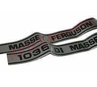 AEspares Par de pegatinas para capó negro plateado para Massey Ferguson 1035