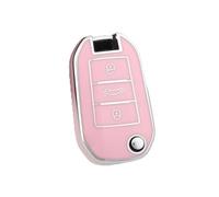 AESRTMJ Funda Carcasa Cubierta Llave Plegable Coche Para 208 308 408 508 2008 3008 4008 5008(Rosa)