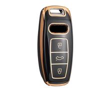 AESRTMJ Para A3 A4 B9 A6 A7 4K A8 Para E-tron Q5 Q8 C8 D5 SQ8 Funda de TPU Suave para Llave de Coche(Oro negro)