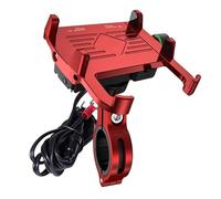 AESRTMJ para Soporte de Teléfono Moto Bicicleta 3.5-6.2 Pulgadas Soporte Navegación Manillar Aleación Aluminio con Cargador USB(Rojo,M6S)