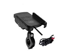 AESRTMJ Soporte de Teléfono para Moto Impermeable Cargador Inalámbrico Qi USB-C QC3.0 Soporte Espejo USB 360°(M9 Wireless Charger)