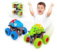 AESTEMON Coches para Niños 2 Años, Pack de 2 Dinosaurios Coches Juguetes Niños 2 3 Años con Impulsados Fricción, Monster Truck Coches Cars Camion Juguete Regalos Niños 2 3 4 5 Años