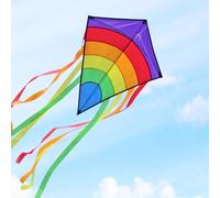 AESTEMON Cometas para Niños & Adultos - Cometa Niños Diamante Eddy Arcoíris Fácil de Volar, Cometas y Juguetes Voladores Juegos de Playa al Aire Libre para Niños y Adultos Principiantes