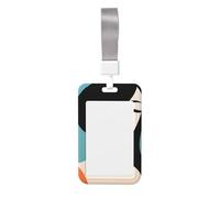 Aestethic - Funda para tarjetas de identificación, diseño minimalista de pelo negro para mujer, de plástico duro, protector de etiqueta de nombre para enfermeras y oficina
