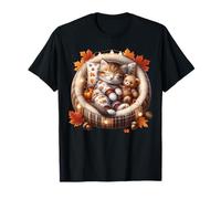 Aesthetic Autumn Cat In Kitten Bed Graphic Cozy Fall Vibes Camiseta