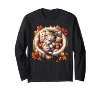 Aesthetic Autumn Cat In Kitten Bed Graphic Cozy Fall Vibes Manga Larga