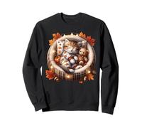 Aesthetic Autumn Cat In Kitten Bed Graphic Cozy Fall Vibes Sudadera