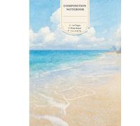 Aesthetic Beach Watercolor Composition Notebook: Wide Ruled Lined Paper for Students and Office - 110 Pages, 7.5 x 9.25 in - Calming Turquoise Ocean and Sandy Shore Nature Scenery Journal