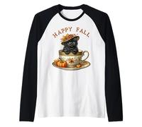 Aesthetic Cat Stuff For Happy Fall and Pumpkin Spice Season Camiseta Manga Raglan