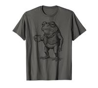 Aesthetic Coffee Design, Funny Grumpy Frog Drinking Coffee Camiseta