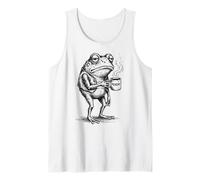 Aesthetic Coffee Design, Funny Grumpy Frog Drinking Coffee Camiseta sin Mangas