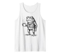 Aesthetic Coffee Design, Funny Grumpy Frog Drinking Coffee Camiseta sin Mangas