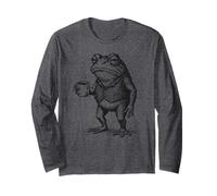 Aesthetic Coffee Design, Funny Grumpy Frog Drinking Coffee Manga Larga