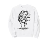 Aesthetic Coffee Design, Funny Grumpy Frog Drinking Coffee Sudadera
