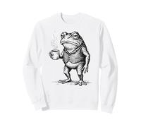Aesthetic Coffee Design, Funny Grumpy Frog Drinking Coffee Sudadera