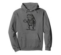 Aesthetic Coffee Design, Funny Grumpy Frog Drinking Coffee Sudadera con Capucha