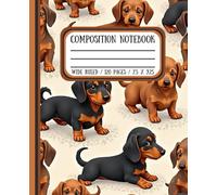 Aesthetic Cute Dachshund puppies Composition Notebook: 7.5" x 9.25", 120 Wide Ruled Pages, Paperback, Matte Finish - Decorative Writing ... Teachers, Writers, and Everyday Note-Taking